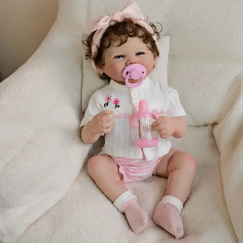 18 Inch Reborn Baby Dolls Full Body Vinyl Girl Doll in Outfit with Accessories, Gift for Girls Ages 3+, Pretend Play & Collectors