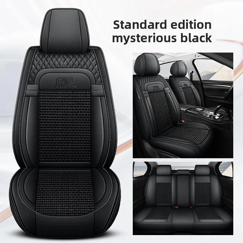 Universal Auto Split Seat Car Full Seat Cover Breathable Ice Silk Nappa Leather Car SUV Cushion Full Seats Cover Protection