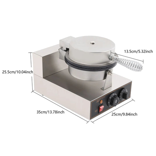 Commercial Electric Ice Cream Cone Machine Stainless Steel Waffle Cone Egg Roll Maker Tabletop Design Adjustable Time And Temperature High Efficient Baking Tool 110V US Plug No Assembly Sturdy Construction Portable Snack Maki