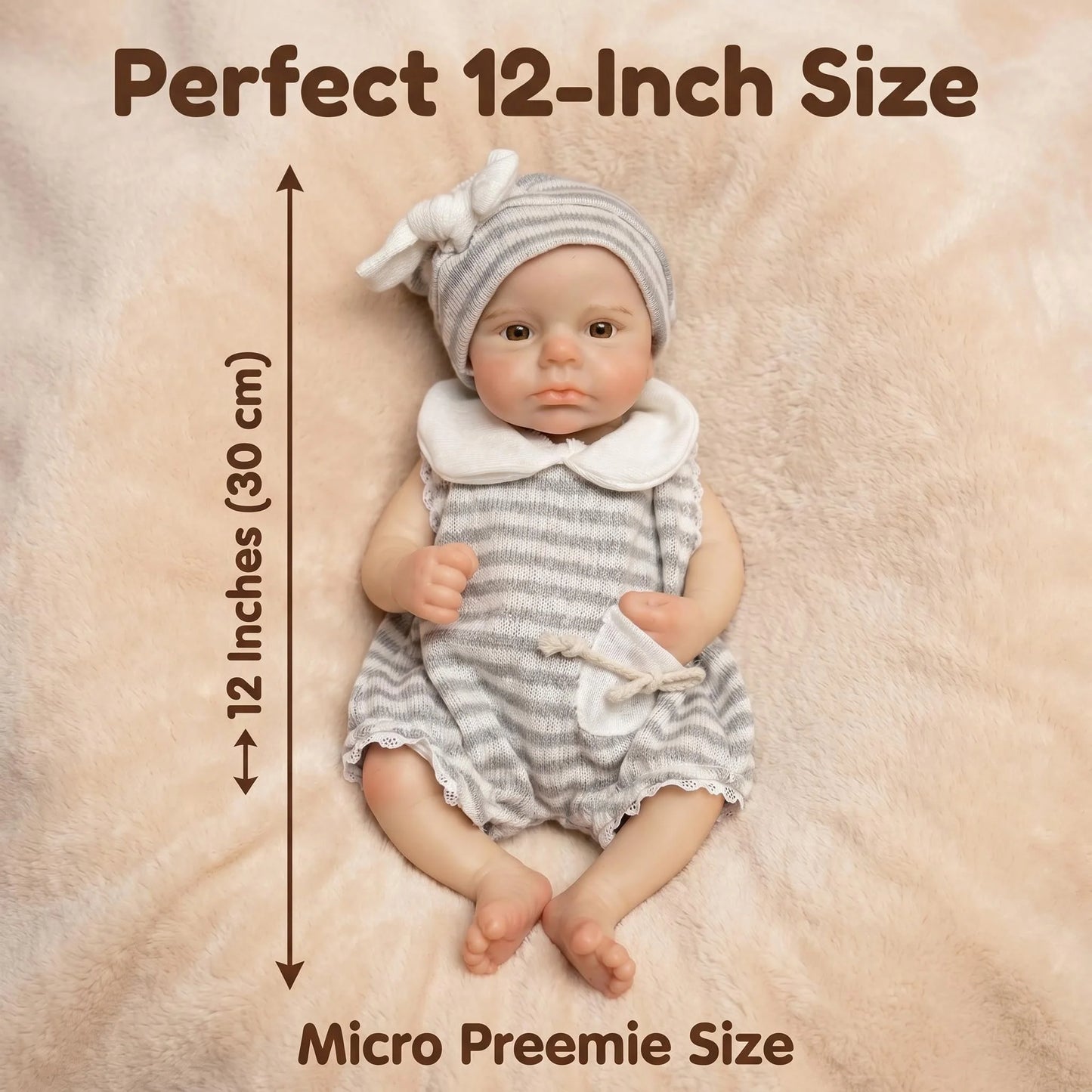 NPK 12 Inch Flexible Elastic Solid Platinum Silicone Art Doll Premie Baby Awake Reborn Loulou Collector Gift