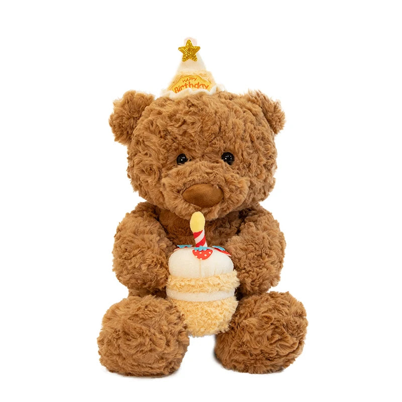 Kawaii Ryan Pajama Bear & Birthday Bear Plush Toy Stuffed Soft Teddy Bear with Eye Mask Pajama and Cake Doll Kid Birthday Gift