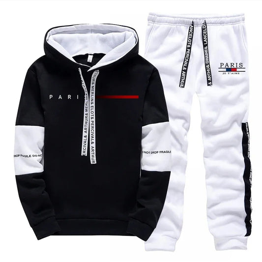Autumn Winter Mens Tracksuit Print Casual Sweatshirts Sportswear Outdoors Sports Jogging Mens Clothing Single Piece Hoodie Pants