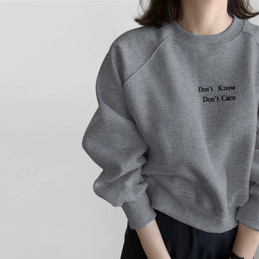Loose Shoulder Sleeve Hoodie Women's Grey Fleece Lined Short Style Spring Autumn Winter New Arrival Comfortable Korean Style