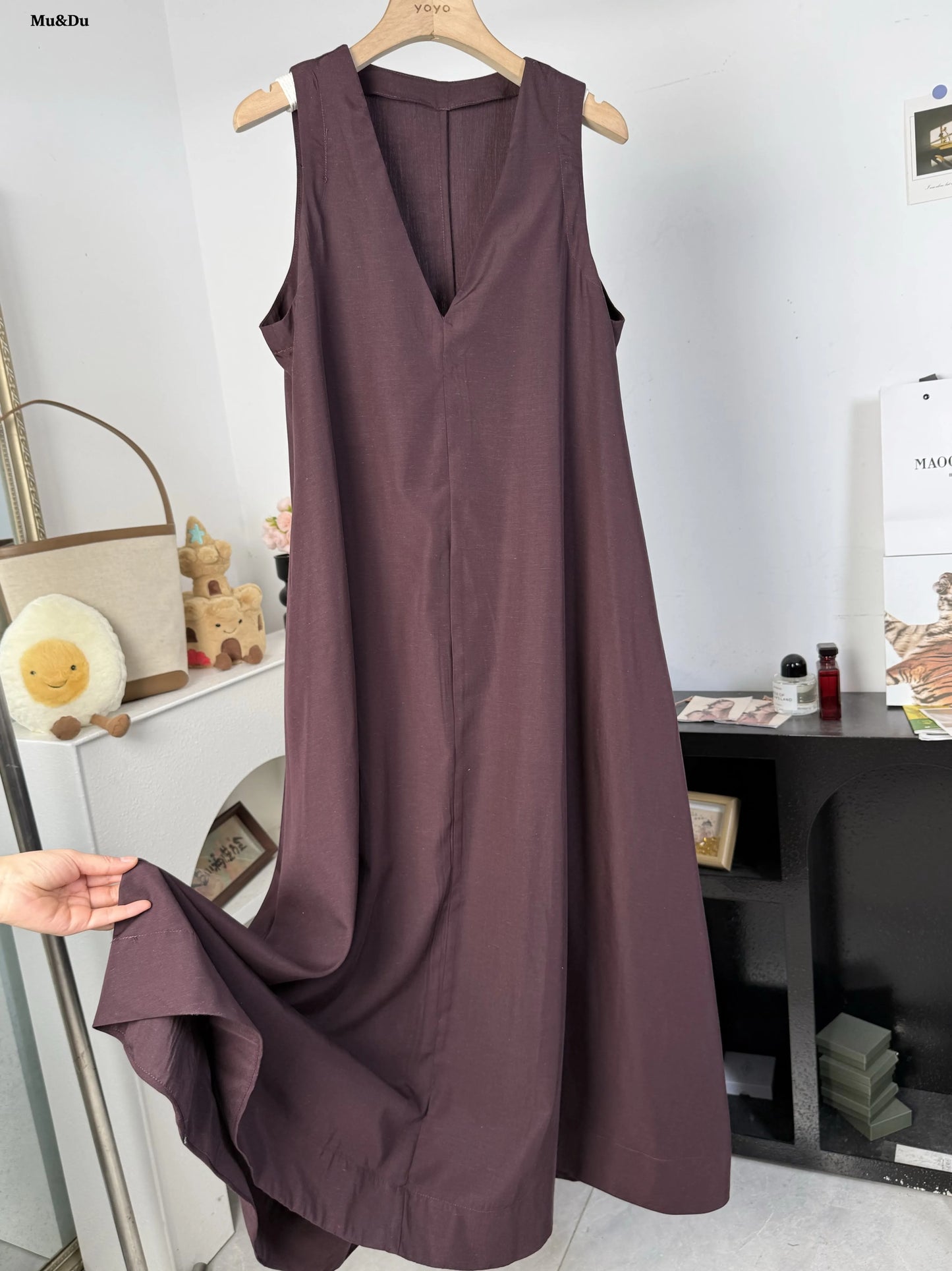 Elegant V Collar Party Dress Women's Fashion Loose Summer New Vacation Long Skirt Sleeveless Dresses Retro Vestidos