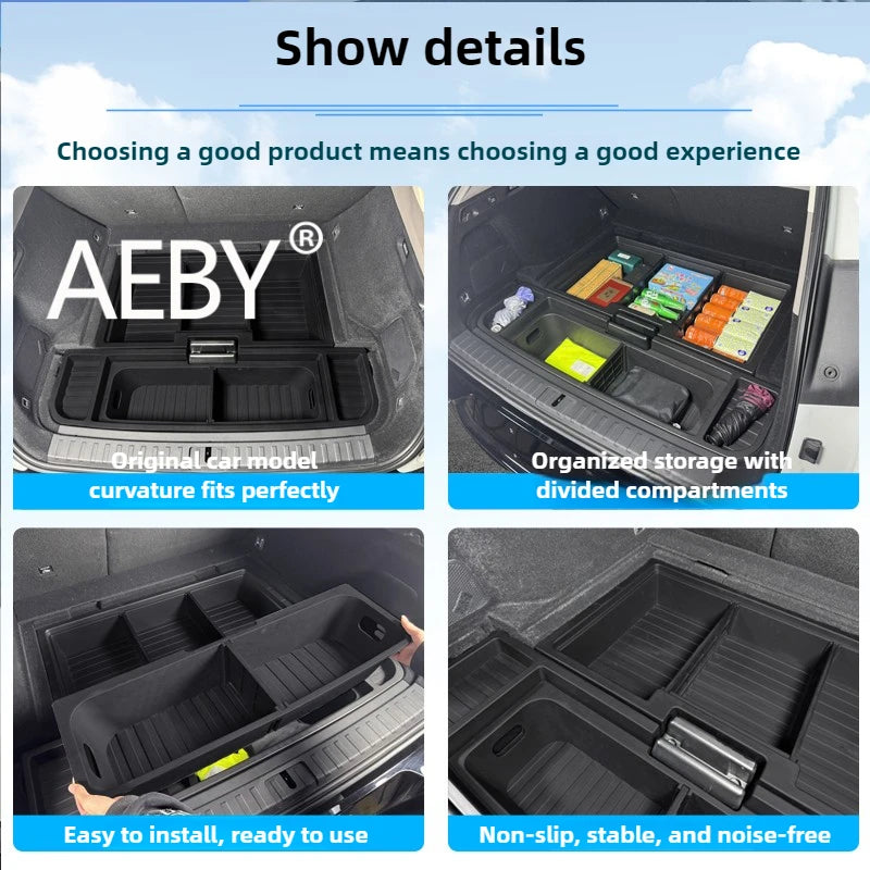 AEBY For ZEEKR 7X 2024 2025 Trunk Organizer Box Waterproof Multi-Purpose Rear Cargo Storage Box With Handle Interior Accessories