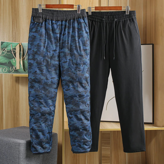 Waterproof Breathable Goose down Pants Men's Elastic Waist Casual Fashion Urban Style Long Pants Youth Wear Outdoor Clothing