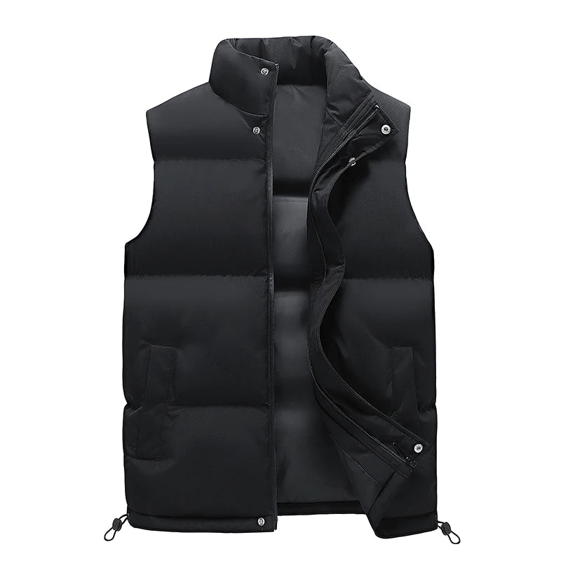 Winter Outdoor Thick Warm Solid Color Stand up Collar Loose Versatile Vest High Quality Casual Fashion Trendy Warm Heated Vest