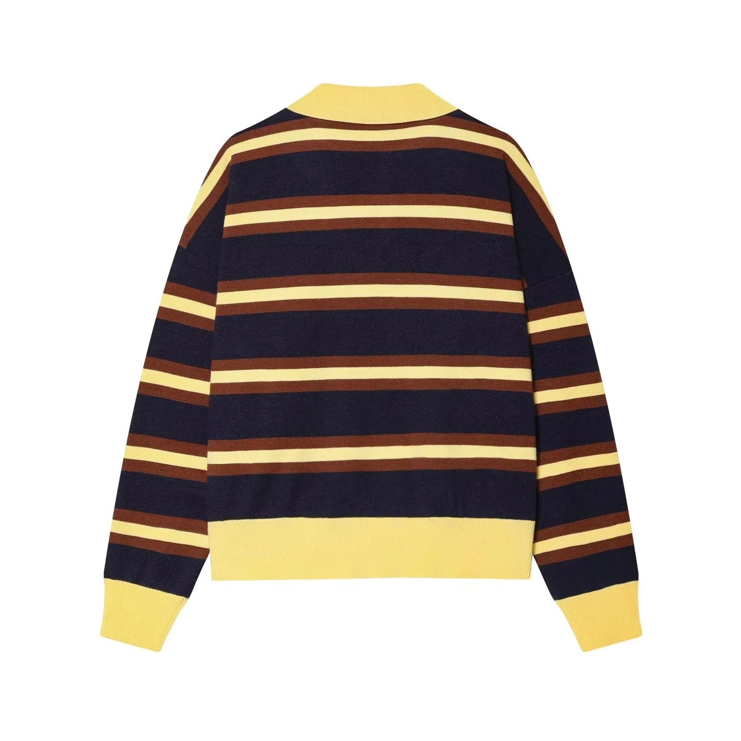 KONDALA 2025 Fall Winter Streetwear Knitted Women POLO Shirts Fashion Elegant Striped Pullover Ladies POLO Shirts