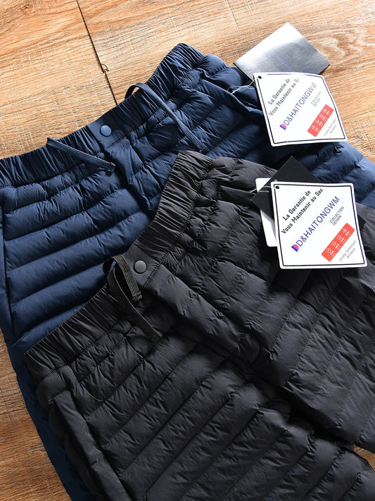 Thickened Winter Cotton Pants for Men Outdoor Sports Warmth Resistant to Cold Long Pants Nylon Fiber Standard Fit Pure Color