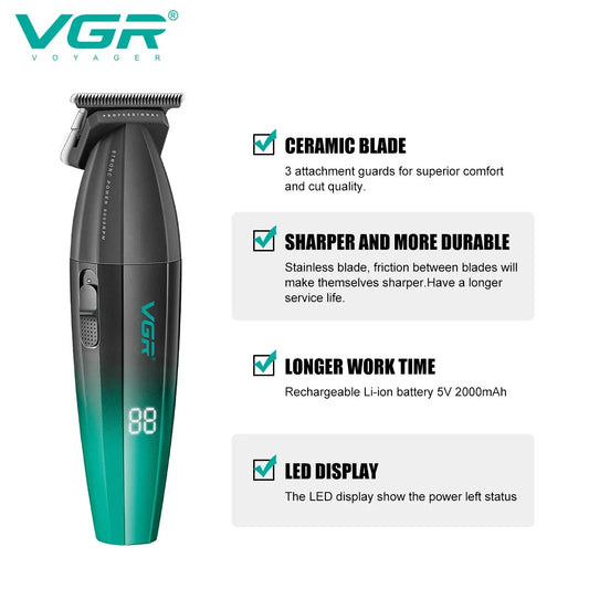 VGR Hair Trimmer Professional Beard Hair Clipper 9000 RPM Haircut Barber Metal Trimer for Men V-906 Hair Cutting Machine