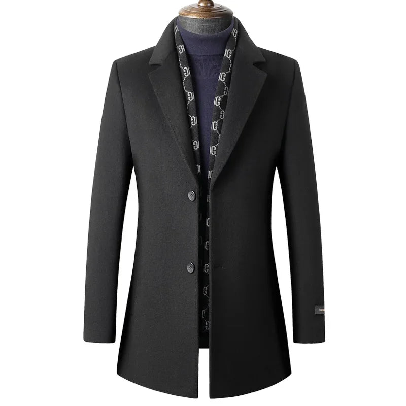 AYUNSUE Winter Coat for Men Medium Length Thick Warm Goose Down Inner Double-sided 70%Wool Trench Coat for Men's Jackets Abrigo