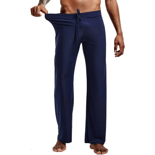 Men's Ice Silk Casual Pants Summer Drawstring Loose Fit Breathable Yoga Trousers Men's Lightweight Lounge Wide Leg Pants