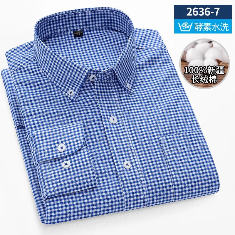 Men's long sleeve shirt pure cotton breathable comfortable business casual slim top shirt trend spring and summer formal wear