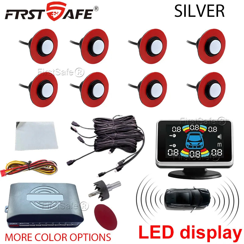 12V 16.5mm Parking Sensor Kit 6/8 Sensor Buzzer Reverse Radar Sound Alarm Indicator Probe System