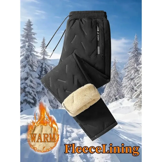 UETEEY Winter Thermal Fleece Pants Men Plush Lambswool Thicken Warm Waterproof Trousers Man Casual Windproof Joggers Sweatpants