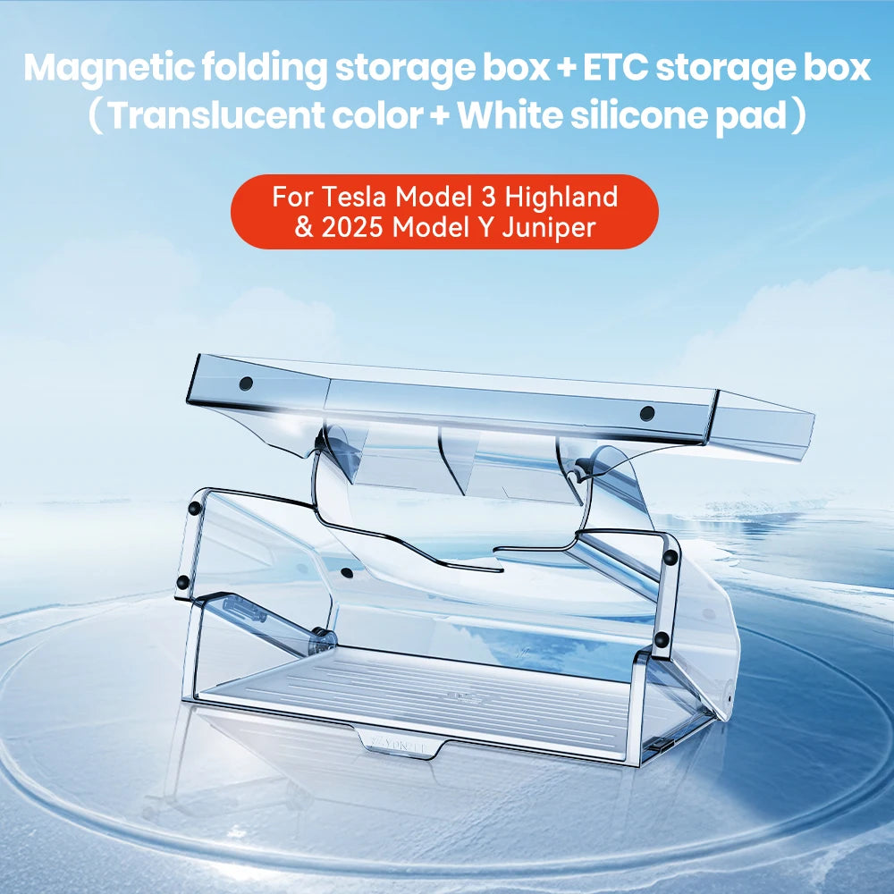 YZ For New Tesla Highland Model 3/Y/YL Juniper Tray Magnetic Under Screen Fold Storage Box ETC Screen Storage Box