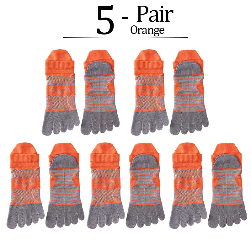 5 Pairs Sport Ankle Socks Toe Man Nylon Colorful Compression Quick-Drying Sweat-Absorbing Fitness Cycling Hiking 5 Finger Socks