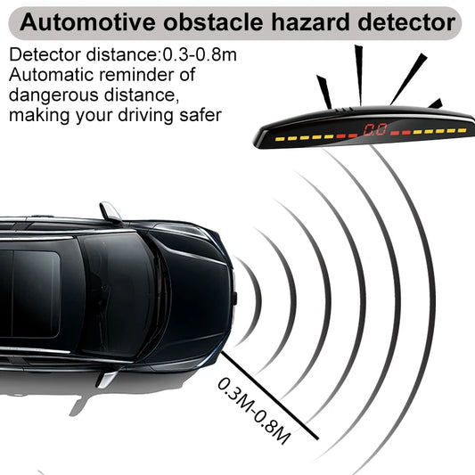 Front Mounted Car Parking Sensor Danger Alarm Kit LED Display 4 Sensors 22mm Backlit Obstacle Radar Monitoring System 12 Colors