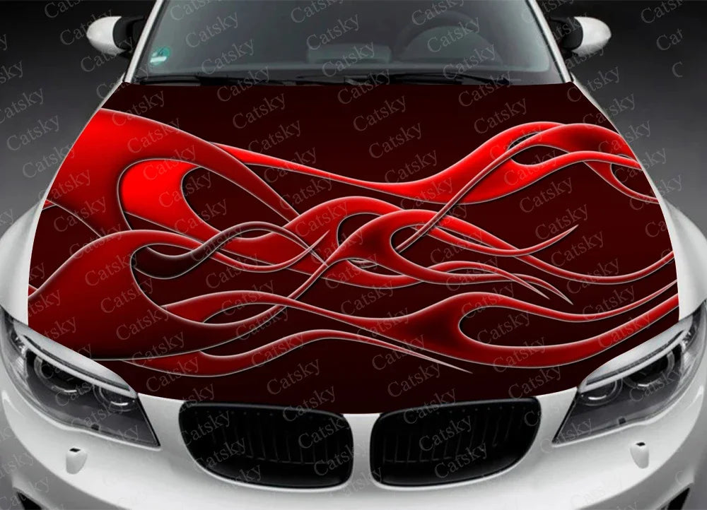 Car Accessories Hood Decal, Fire, Flame, Vinyl, Sticker, Graphic, Wrap Decals, Truck Graphic, Bonnet Sticky Paper, Skull, F150