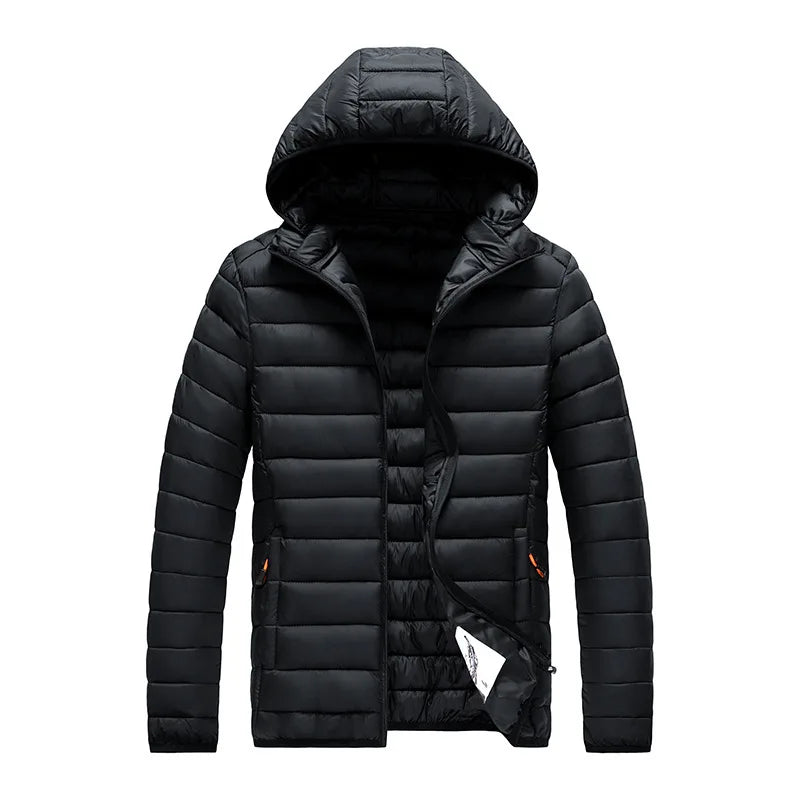 8XL Men's autumn and winter waterproof down jacket, jacket, overcoat, net, hooded casual wear, outdoor wear, hat clothing, men's