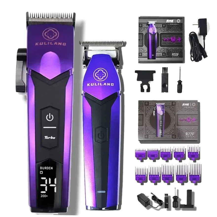 KULILANG R77F R55F BRD808 Professional Electric Hair Clipper Set Gradient Carving Hair Trimmer Electric Shaver Salon Barber Shop