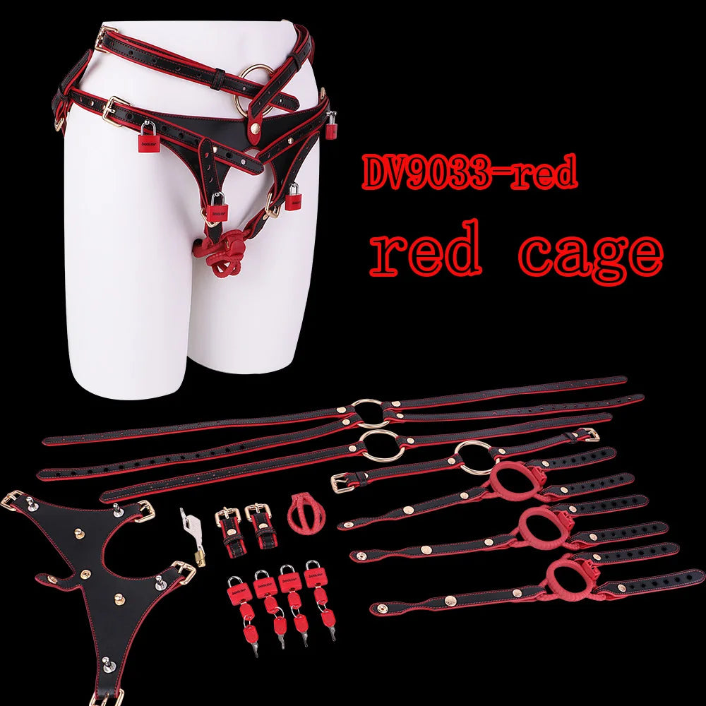 FRKO Bondage Fetish Chastity Belt Chastity Panties PU Leather Lockcock Belt Penis Rings пояс верности Men Sexy Tools