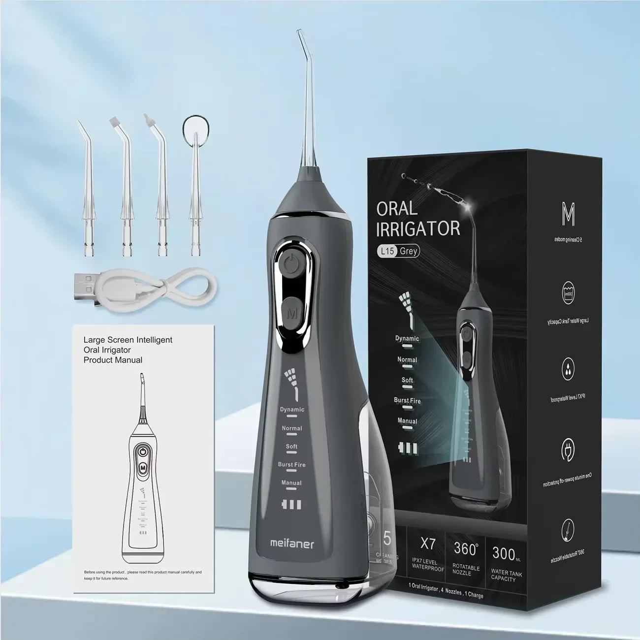 Portabal Electric Oral Irrigator Waterproof Intelligent Water Flosser 5-speed Adjustment Teeth Cleaner Mouth Washing Machine