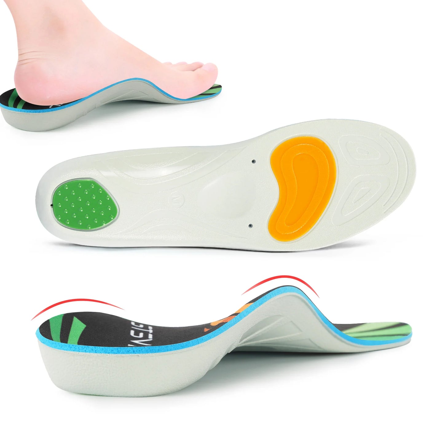 iFitna PU Plantar Fasciitis Pain Relief Men Shock Absorb Orthopedic Insole Women Sneaker Flat Feet Arch Support Shoe Sole Insert
