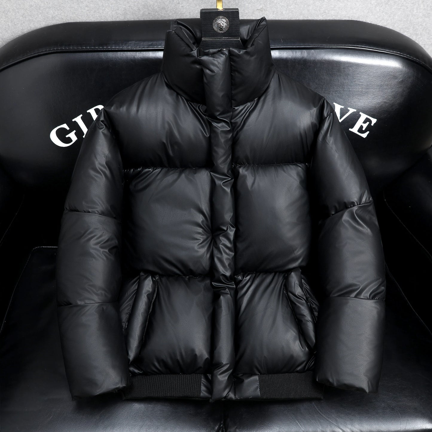 2025 Winter Men's Thickened down Cotton Jacket Warmth Frostproof PU Leather Durable Fashionable Urban Style Long Sleeve Coat