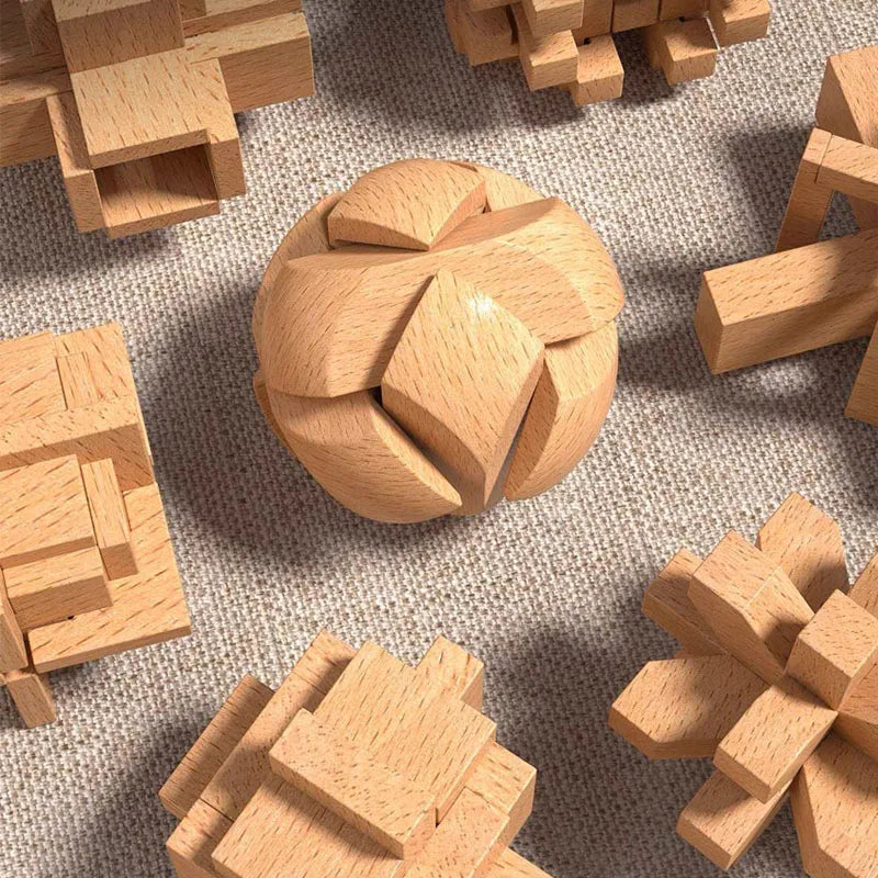 Magic Puzzle Ball Luban Brain Teasers Wooden Soccer Football Unlock Interlocking IQ Logic Challenge Educational Toys Kids Teens