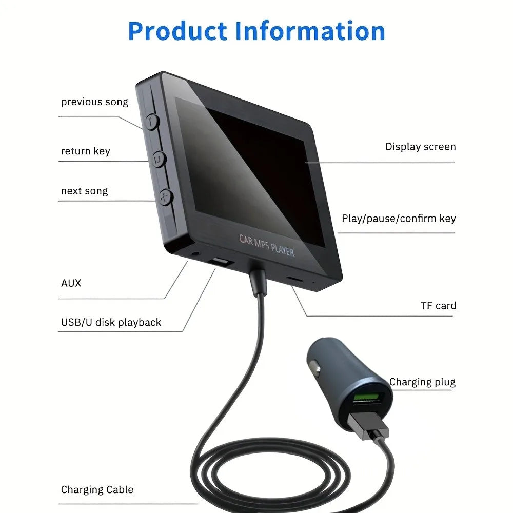 Car Audio Receiver Bluetooth FM Transmitter 4.3 Inch MP5 Player Display Support TFcard Video Remote Control Not Touch Screen