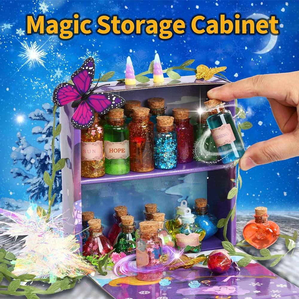DIY Fairy Magical Potions Kit for Kids Potion Making Set Fairy Potion Bottles Craft Toy Science Set Magic Kits(24pcs))