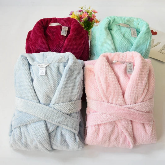 Extended Length Coral Fleece Robe for Men And Women Couple Bathrobe Pyjamas Home Clothes Sleepwear Winter Season Home Fashion