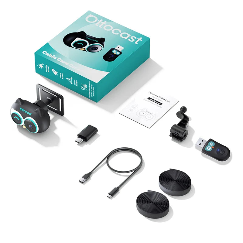 Ottocast Cabin Care Wireless CarPlay Adapter Baby Car Camera 1080P HD 150° Wide-angle Night Vision Backseat Monitor for 98% Car