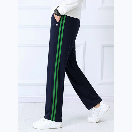 Navy blue Unisex New Track Pants Casual Sweatpants mens Striped Bastic Trousers Straight Pants Joggers Simple Work Pants