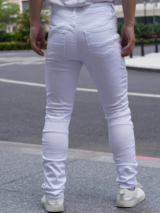 Fashionable Distressed Men's Jeans White Color Versatile And Easy To Match Promotion Offer Free Shipping To Your Home
