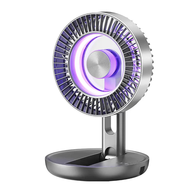 Foldable Air Circulation Fan Rechargeable Desk Fan Wall Mounted 5 Speed LED Ambient Light for Home Office