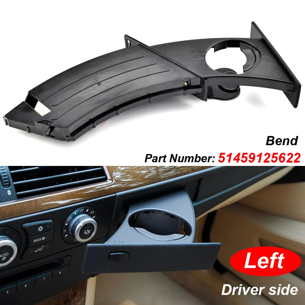 Front Left Right Cup Holder Drink Rack Black Holders For BMW E60 E61 M5 525i 528i 530i 535i 2002-2010 51459125622 51459125626