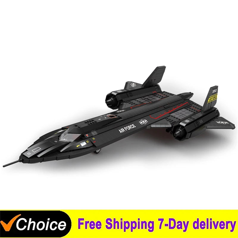 Stock Military SR-71 Blackbird Airplane Building Blocks MOC Fighter Bricks Assembling Toys for Boys Birthday Gift Set 1775Pcs