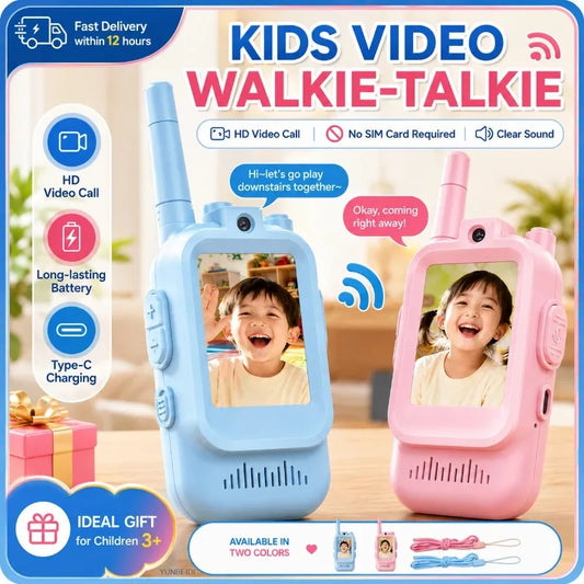 2PCS Kids Video Walkie Talkies HD Video Call Type-C Charging Intercom Toys No SIM Card Indoor Birthday Gift for Boys Girls Age3+
