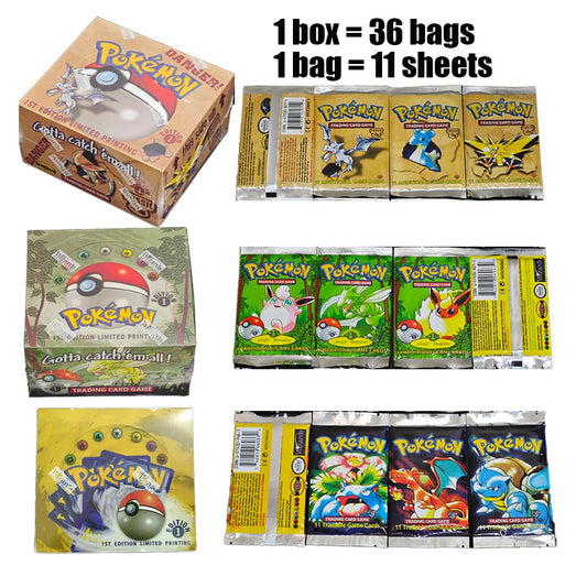 Pokémon Foil 36 Packs 1ST Edition Classic Base Set Proxy Cards PKM Games Board Games Whole Set Card Collection Toys Gift