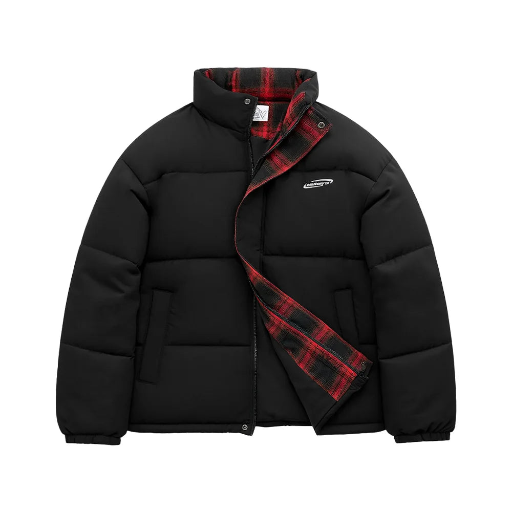 Veidoorn Unisex Short Parka Coat with Stand Collar Warm Thermal Puffer Jacket for Winter Puffy Outdoor Streetwear