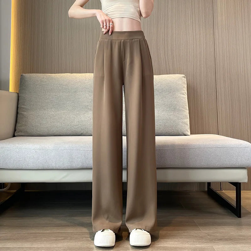 High Waist Wide Leg Pants Women's Loose Casual Straight Nine Points Super plus Size Slimming Trousers Korean Sle Spring Aut...