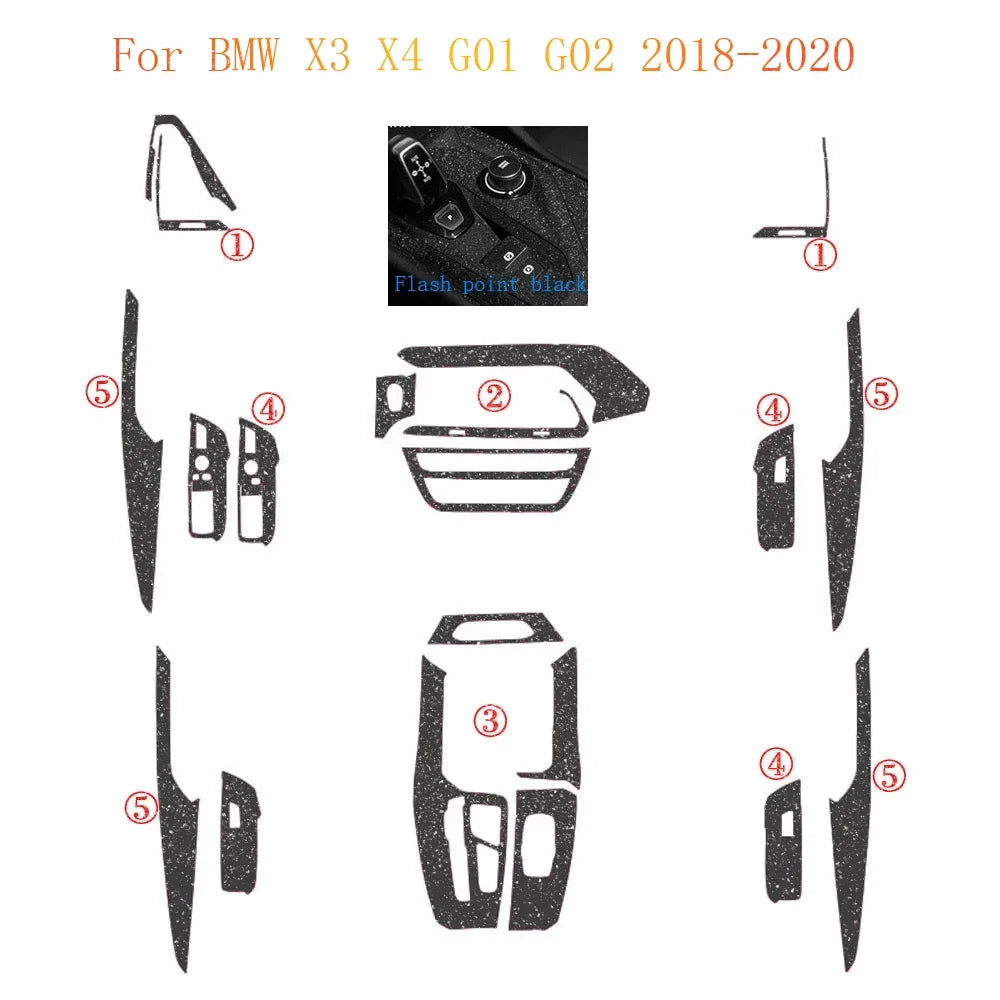 For BMW X3 X4 G01 G02 2018-2020 Interior Central Control Panel Door Handle Carbon Fiber Stickers Decals Car styling Accessorie