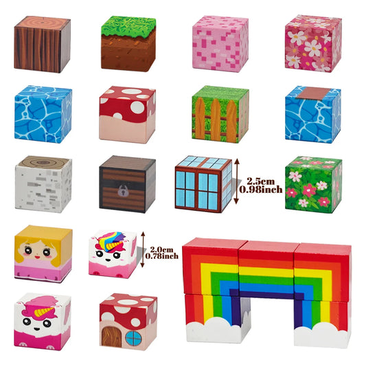 Magnetic Building Blocks, Rainbow Unicorn Magnetic Cubes, Education Toys for Girls and Boys, Ideal Christmas Birthday Gifts