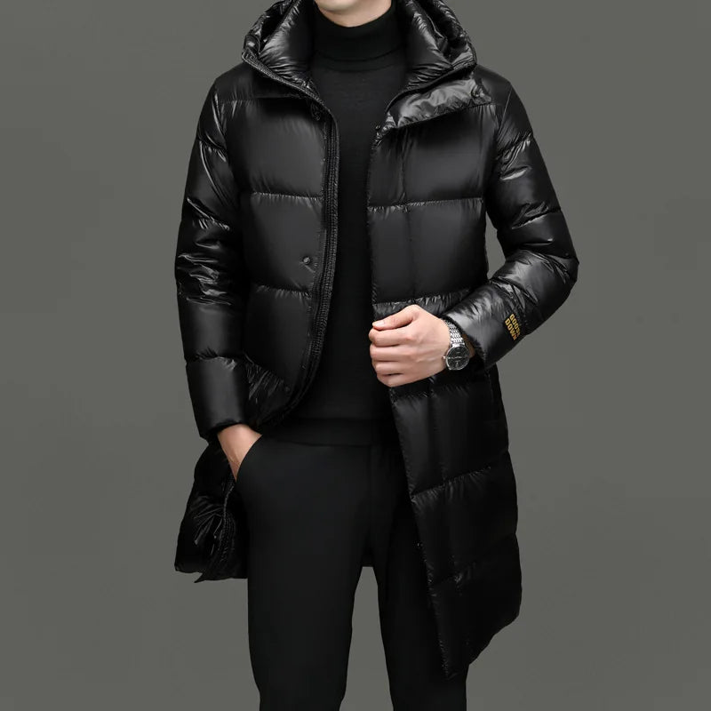 QYLVAWOY 90% Goose Down Jacket Man Winter Thickened Parkas Hooded Puffer Coats Warm Light Weight Down Jackets casaco masculino