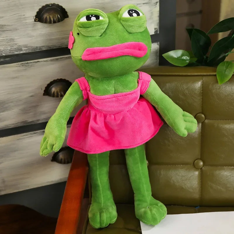 45cm Pepe The Frog Plush Toy Sad Meme Frog Stuffed Animal Soft Funny Peluche Cute Kawaii Hugging Pillow Home Decor Gag Gift