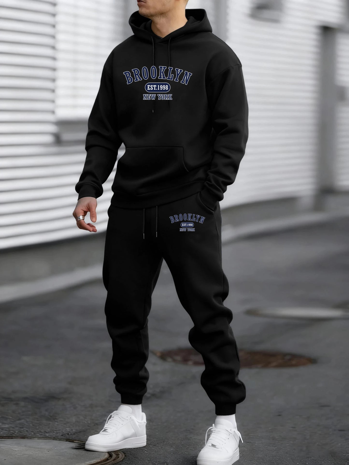 Brooklyn Est 1998 New York Printed Men's Hoodie Set Harajuku Round Neck Hoodie Autumn/Winter Fashion Hoodie Sportswear