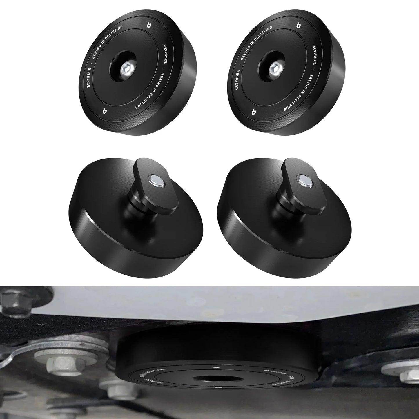 BEVINSEE 4Pcs Aluminum Jack Puck Lift Pad Adapter Jacking Tool For Chevrolet Corvette C5 C6 C7 C8 GS Z06 ZR1