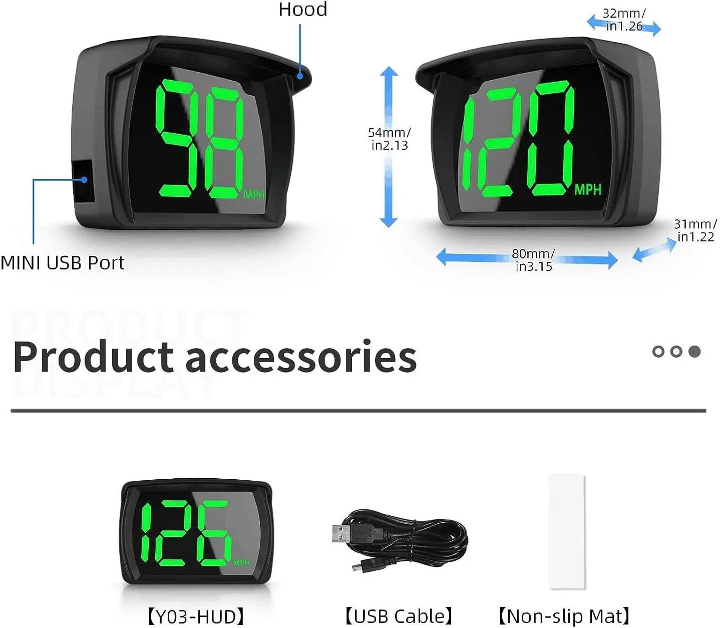 Car GPS HUD Head Up Display Universal Digital Speedometer Projector Kmh/Mph Big Font Speed Meter Displayer USB Cable Plug & Play